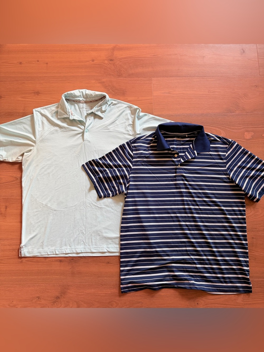 Walter Hagen Men's Navy & Light Blue Striped Polo Duo